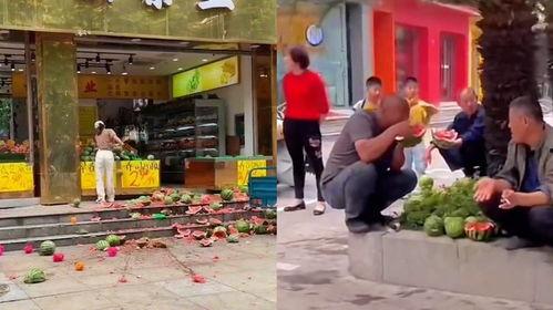 水果店吵架吃瓜视频,吃瓜群众现场围观